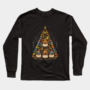 Christmas tree with cats, funny art illustration. Long Sleeve T-Shirt